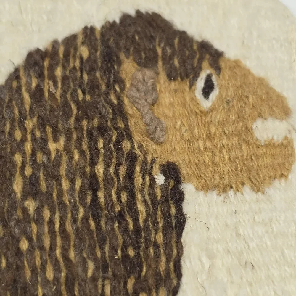 Vintage Hand Woven Wool African Wild Animals Elephant Lion Rhino Placemats